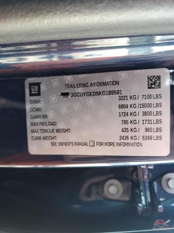 3GCUYGED5KG189581 2019 CHEVROLET ALL Models photo no. 13