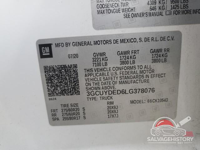 3GCUYDED6LG378076 2020 CHEVROLET ALL Models photo no. 12
