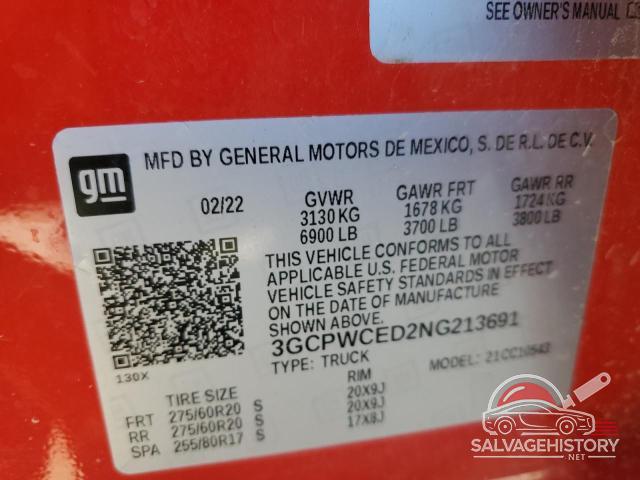 3GCPWCED2NG213691 2022 CHEVROLET ALL Models photo no. 12