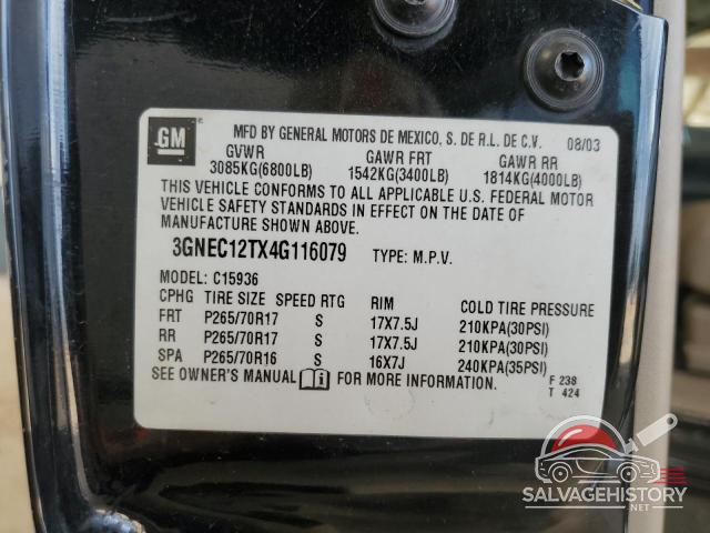 3GNEC12TX4G116079 2004 CHEVROLET AVALANCHE photo no. 12