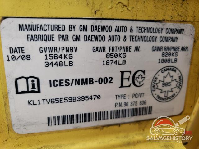 KL1TV65E59B395470 2009 CHEVROLET AVEO photo no. 13
