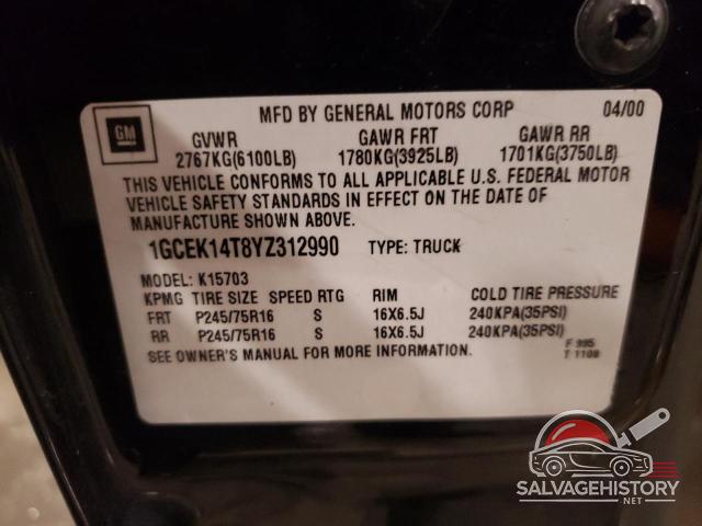 1GCEK14T8YZ312990 2000 CHEVROLET All Models photo no. 12