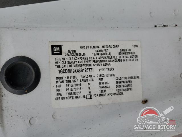 1GCDM19X43B126771 2003 CHEVROLET All Models photo no. 13