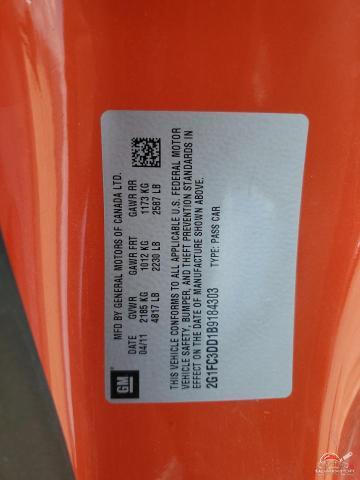 2G1FC3DD1B9184303 2011 CHEVROLET CAMARO photo no. 12