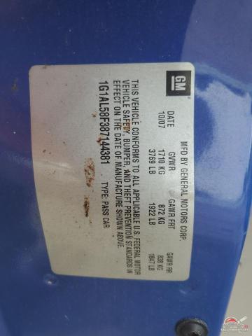 1G1AL58F387144381 2008 CHEVROLET COBALT photo no. 12