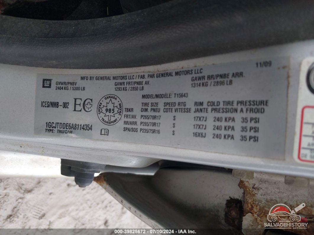 1GCJTDDE6A8114354 2010 CHEVROLET COLORADO photo no. 9