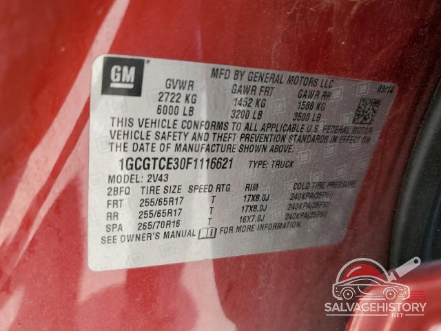 1GCGTCE30F1116621 2015 CHEVROLET COLORADO photo no. 12