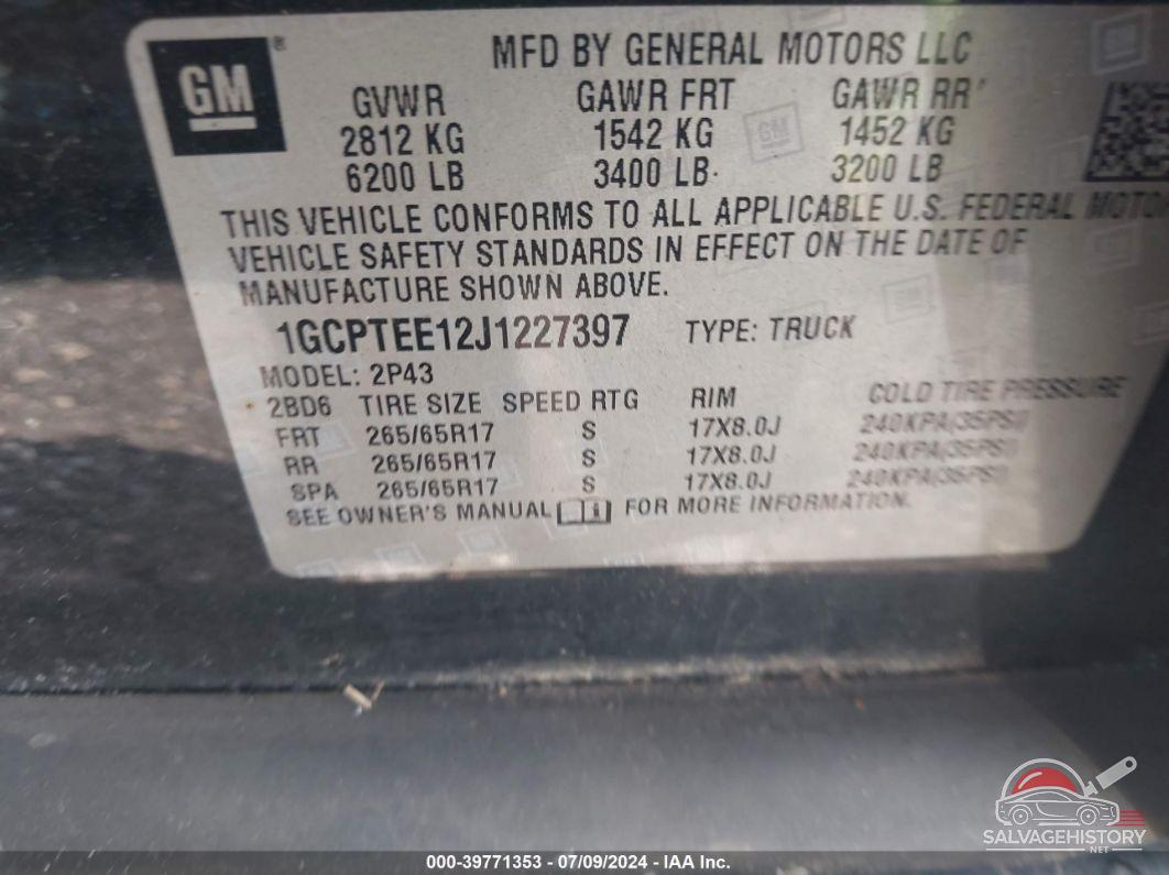 1GCPTEE12J1227397 2018 CHEVROLET COLORADO photo no. 9