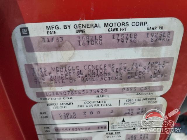1G1AY0781E5123429 1984 CHEVROLET CORVETTE photo no. 12