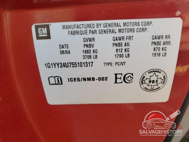 1G1YY24U755101317 2005 CHEVROLET CORVETTE photo no. 12
