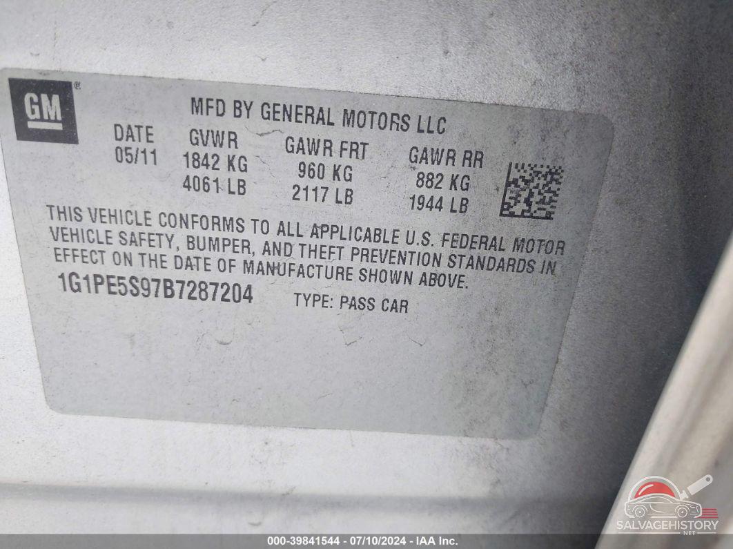1G1PE5S97B7287204 2011 CHEVROLET CRUZE photo no. 9