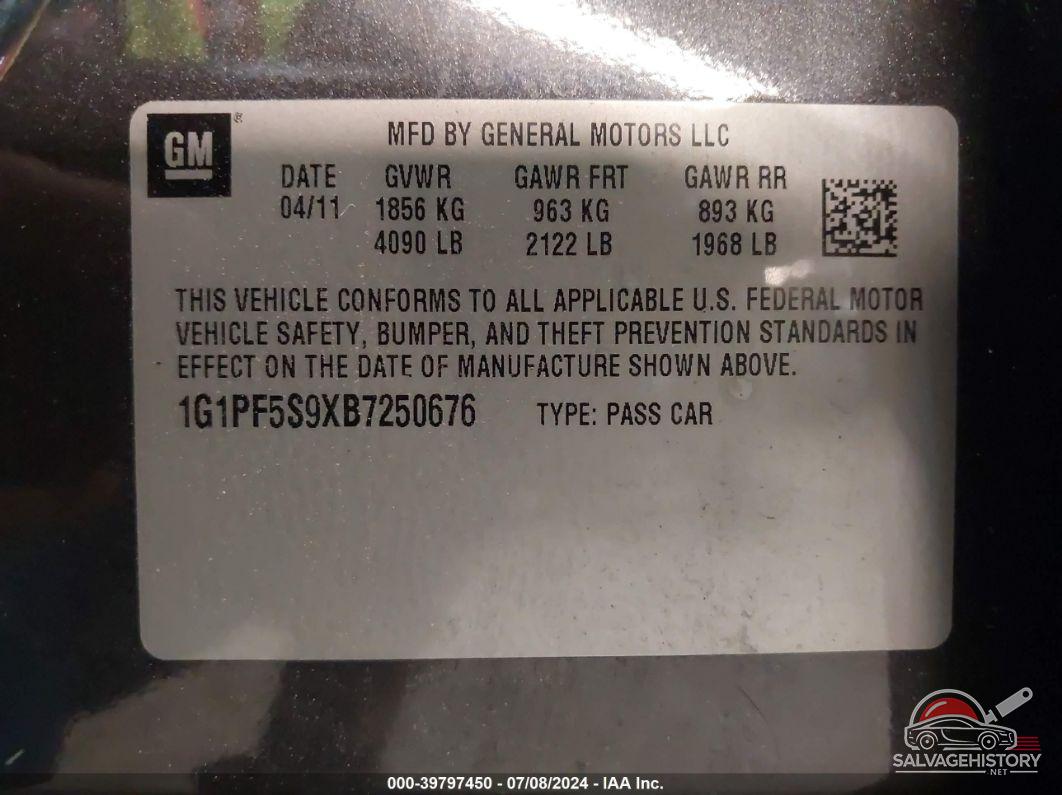 1G1PF5S9XB7250676 2011 CHEVROLET CRUZE photo no. 9