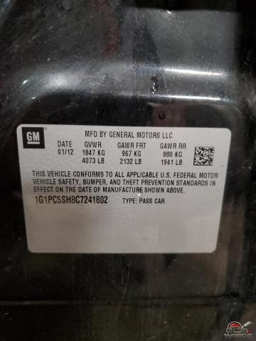 1G1PC5SH8C7241802 2012 CHEVROLET CRUZE photo no. 12