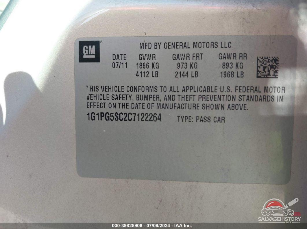 1G1PG5SC2C7122264 2012 CHEVROLET CRUZE photo no. 9