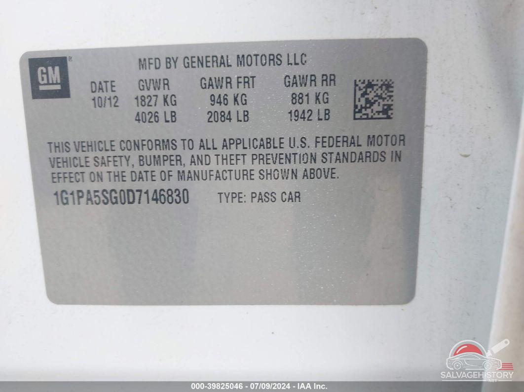 1G1PA5SG0D7146830 2013 CHEVROLET CRUZE photo no. 9