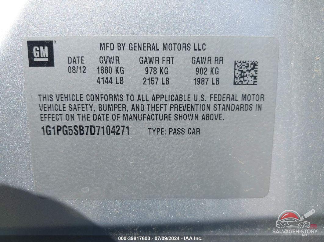 1G1PG5SB7D7104271 2013 CHEVROLET CRUZE photo no. 9