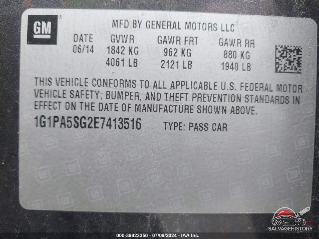 1G1PA5SG2E7413516 2014 CHEVROLET CRUZE photo no. 9