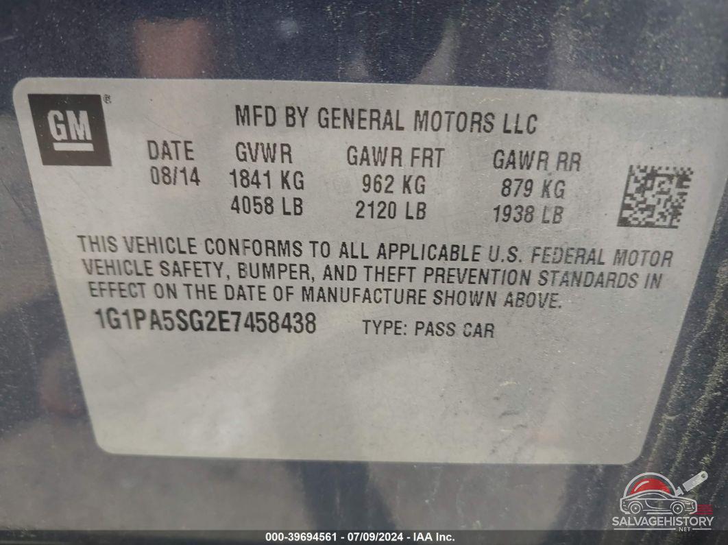 1G1PA5SG2E7458438 2014 CHEVROLET CRUZE photo no. 9