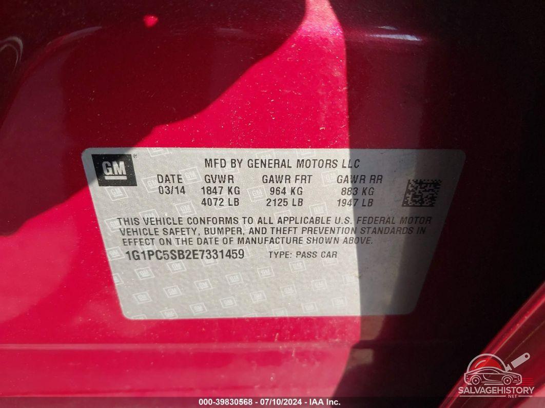 1G1PC5SB2E7331459 2014 CHEVROLET CRUZE photo no. 9