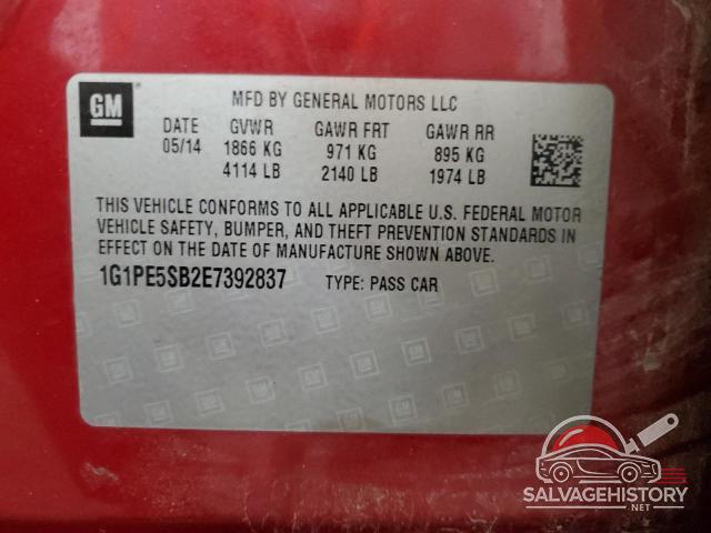 1G1PE5SB2E7392837 2014 CHEVROLET CRUZE photo no. 12