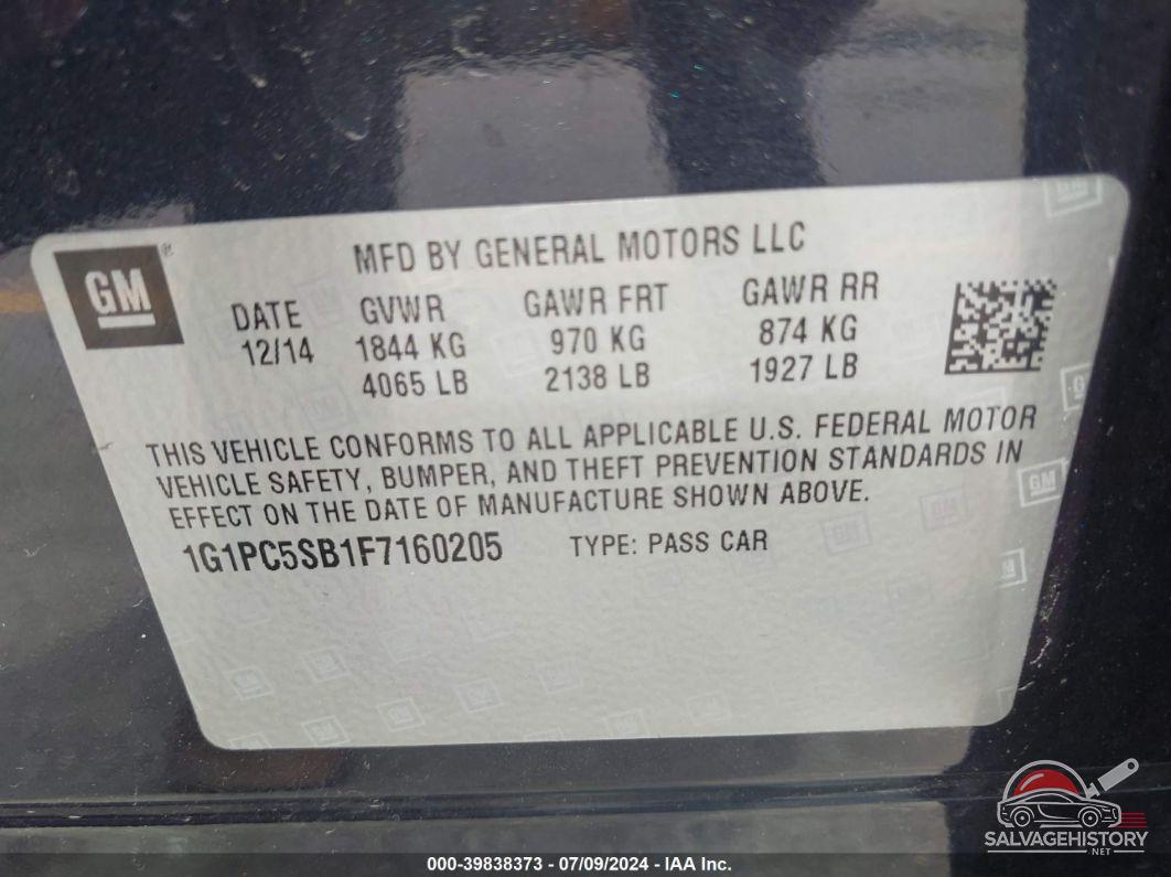 1G1PC5SB1F7160205 2015 CHEVROLET CRUZE photo no. 9