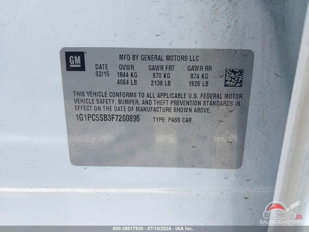 1G1PC5SB3F7200896 2015 CHEVROLET CRUZE photo no. 9