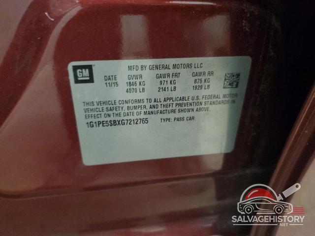 1G1PE5SBXG7212765 2016 CHEVROLET CRUZE photo no. 12