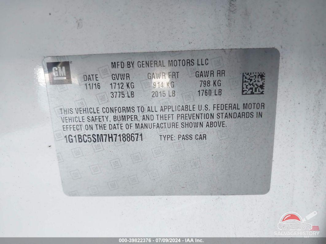 1G1BC5SM7H7188671 2017 CHEVROLET CRUZE photo no. 9