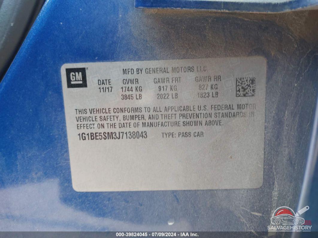 1G1BE5SM3J7138043 2018 CHEVROLET CRUZE photo no. 9