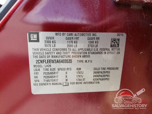 2CNFLEEW3A6403535 2010 CHEVROLET EQUINOX photo no. 13