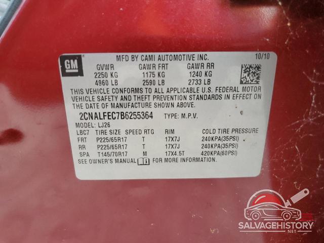 2CNALFEC7B6255364 2011 CHEVROLET EQUINOX photo no. 13