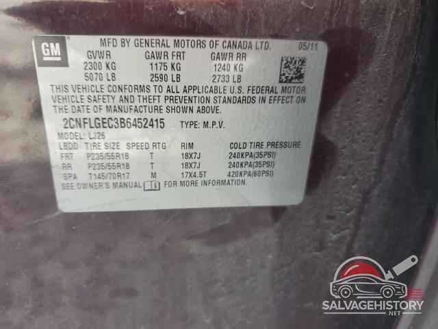 2CNFLGEC3B6452415 2011 CHEVROLET EQUINOX photo no. 14