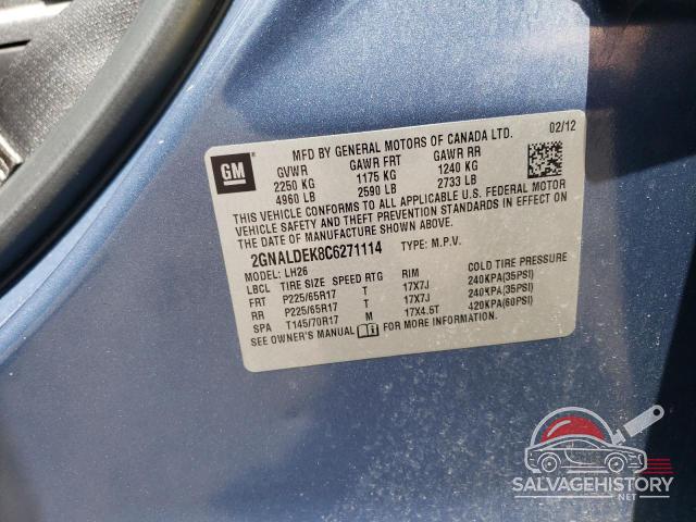 2GNALDEK8C6271114 2012 CHEVROLET EQUINOX photo no. 13