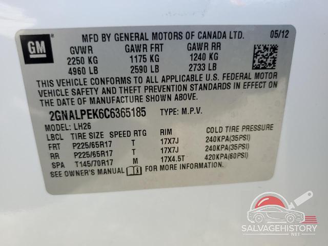 2GNALPEK6C6365185 2012 CHEVROLET EQUINOX photo no. 12