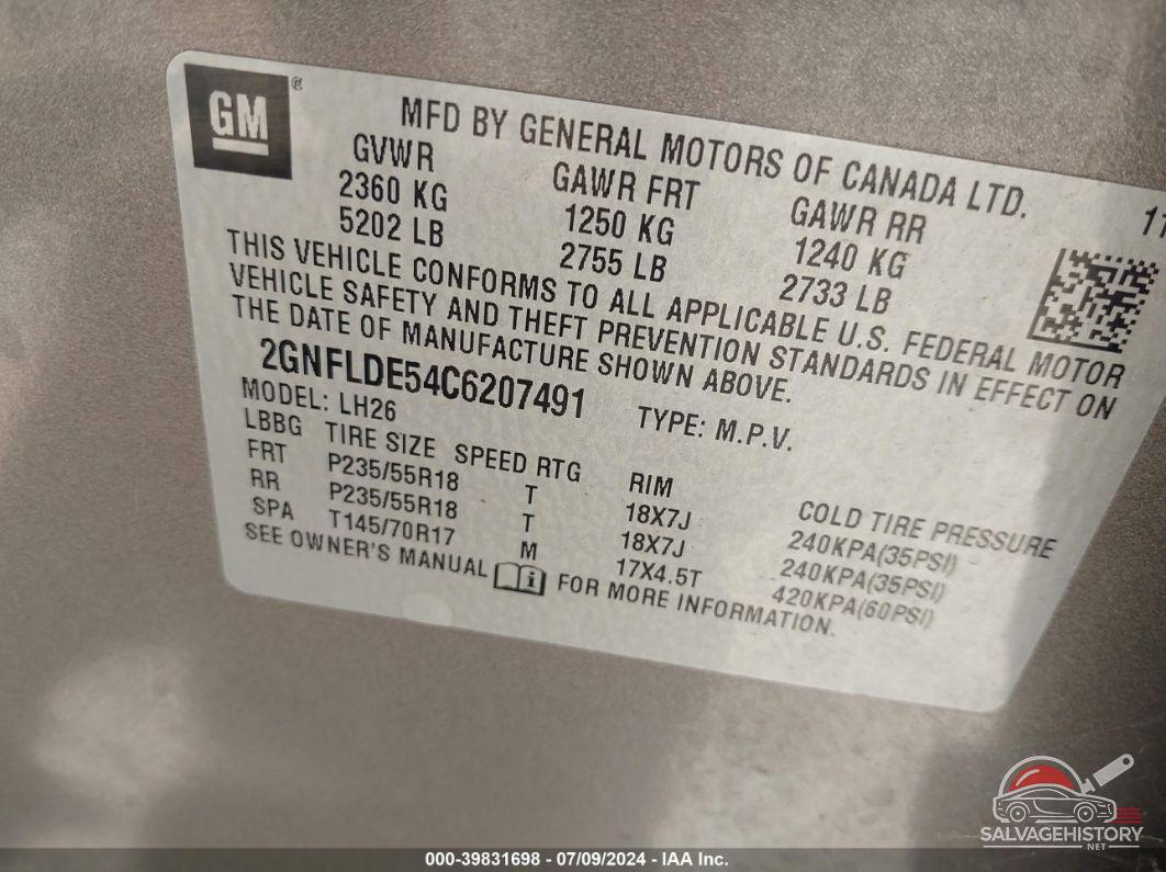 2GNFLDE54C6207491 2012 CHEVROLET EQUINOX photo no. 9