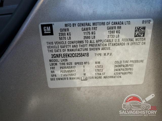 2GNFLEEK2C6258418 2012 CHEVROLET EQUINOX photo no. 13