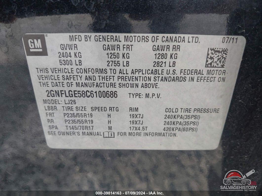 2GNFLGE58C6100686 2012 CHEVROLET EQUINOX photo no. 9