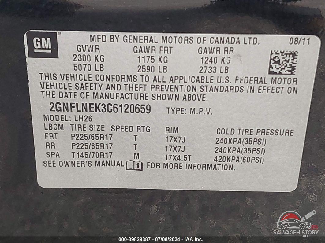 2GNFLNEK3C6120659 2012 CHEVROLET EQUINOX photo no. 9