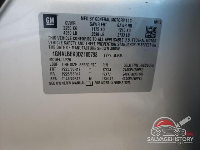 1GNALBEK0DZ105793 2013 CHEVROLET EQUINOX photo no. 13