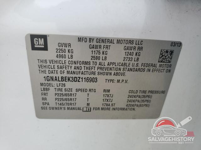 1GNALBEK3DZ116903 2013 CHEVROLET EQUINOX photo no. 13