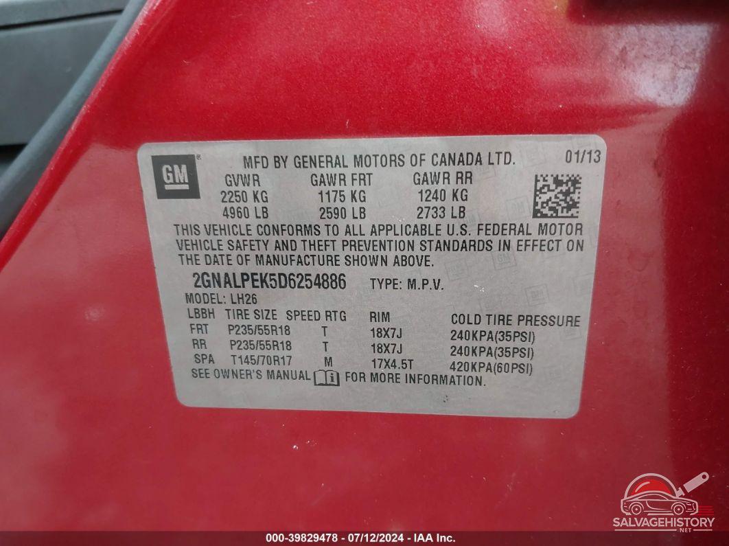 2GNALPEK5D6254886 2013 CHEVROLET EQUINOX photo no. 9