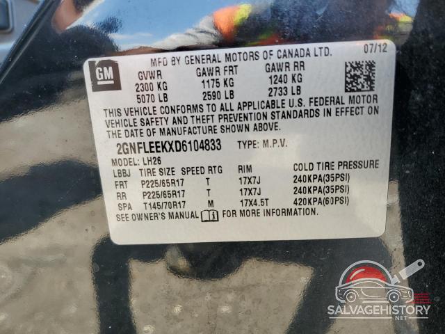 2GNFLEEKXD6104833 2013 CHEVROLET EQUINOX photo no. 12