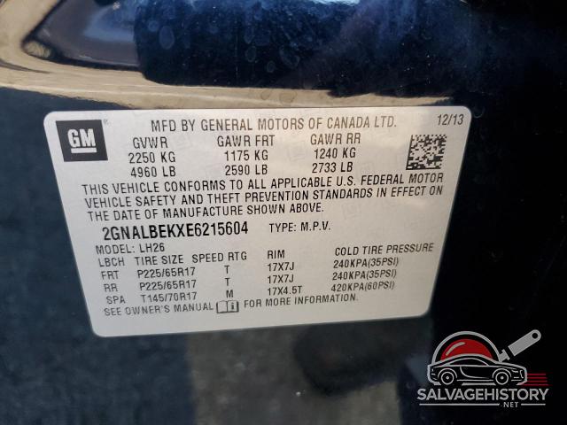 2GNALBEKXE6215604 2014 CHEVROLET EQUINOX photo no. 13