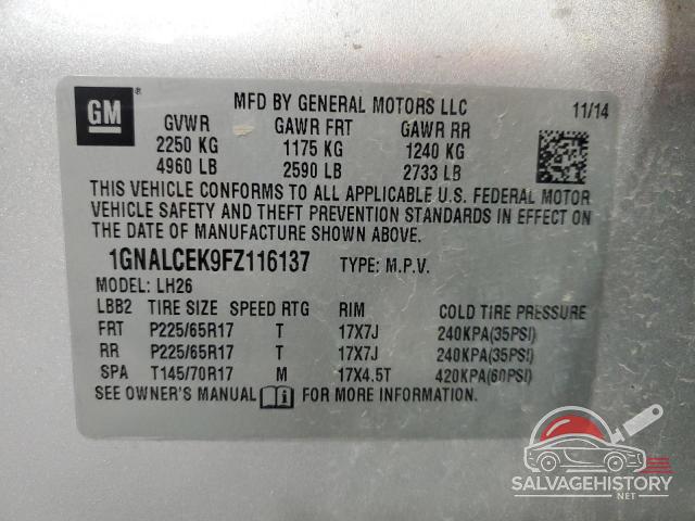 1GNALCEK9FZ116137 2015 CHEVROLET EQUINOX photo no. 13