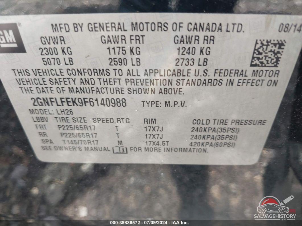 2GNFLFEK9F6140988 2015 CHEVROLET EQUINOX photo no. 9