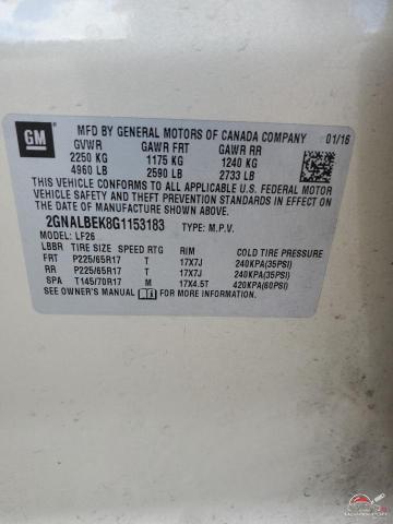 2GNALBEK8G1153183 2016 CHEVROLET EQUINOX photo no. 13