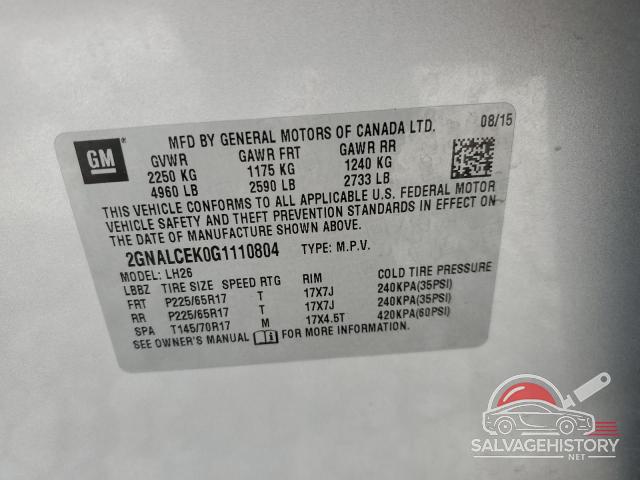 2GNALCEK0G1110804 2016 CHEVROLET EQUINOX photo no. 13