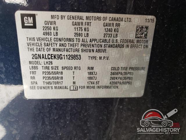2GNALCEK9G1129853 2016 CHEVROLET EQUINOX photo no. 12