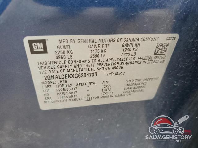 2GNALCEKXG6304730 2016 CHEVROLET EQUINOX photo no. 13
