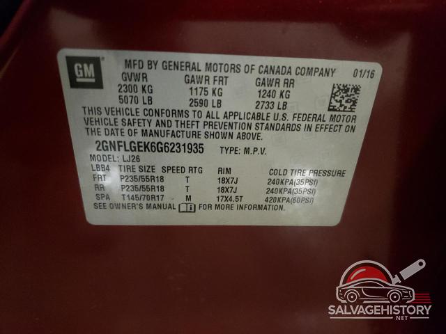 2GNFLGEK6G6231935 2016 CHEVROLET EQUINOX photo no. 13